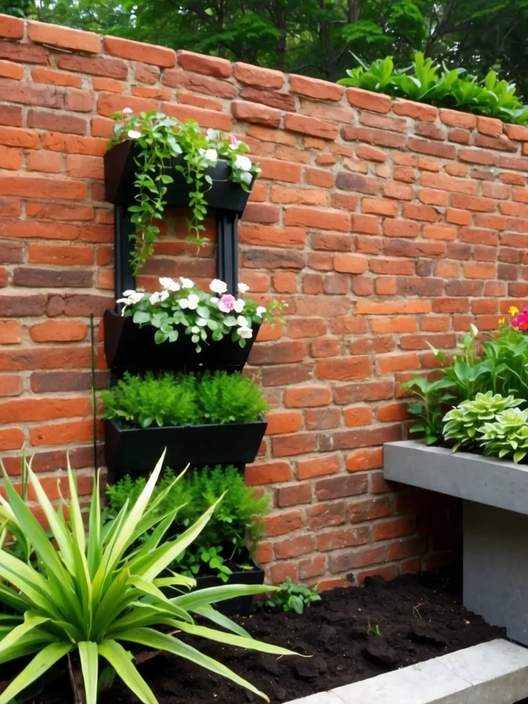 small garden brick accent wall