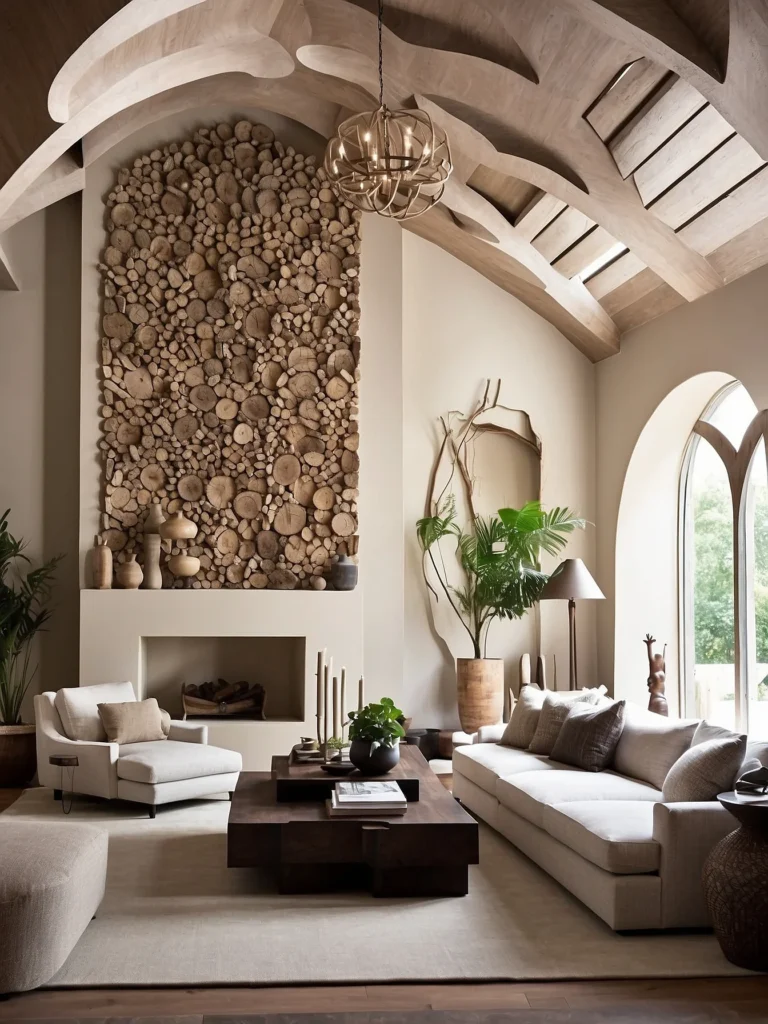 modern wall sculpture for tall living room walls