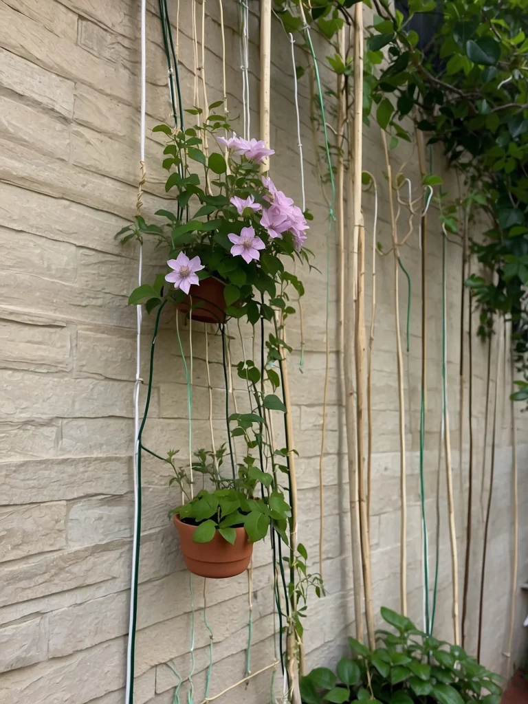 minimalist cable clematis trellis system
