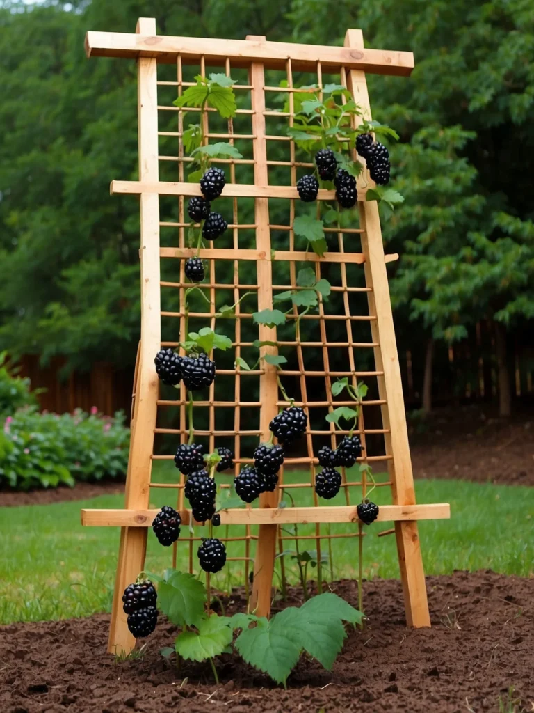 tripod trellis for blackberry plant