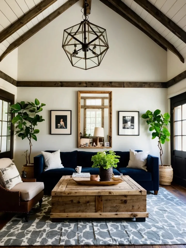 vertical gallery wall for vaulted ceiling living room