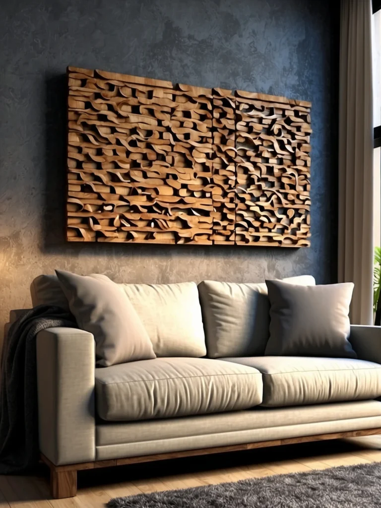 Wall Art With 3D Wooden Panels