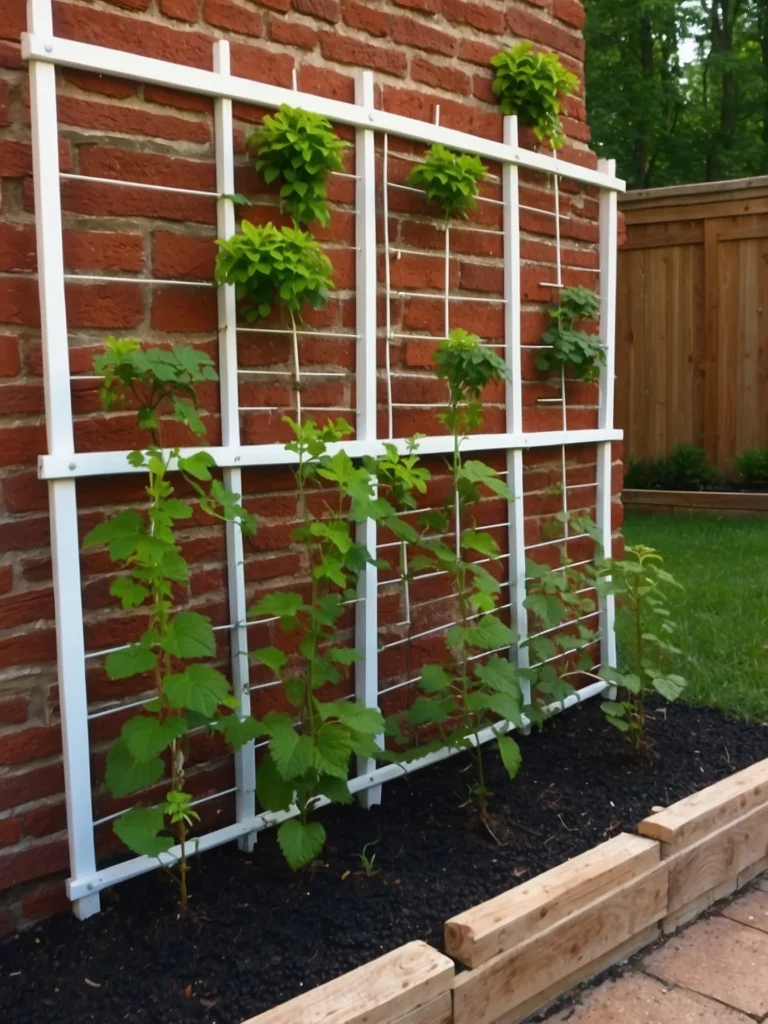 metal grid blackberry wall trellis