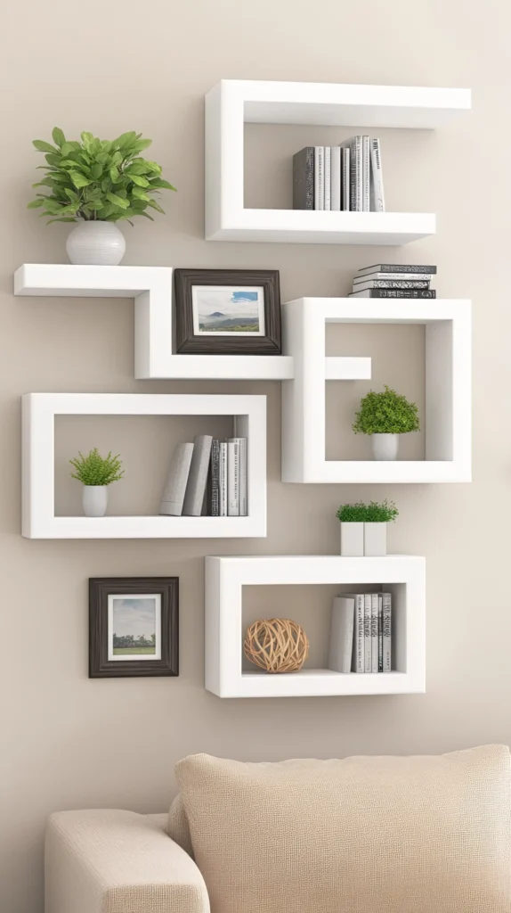 White Wall Shelves for Seamless Look