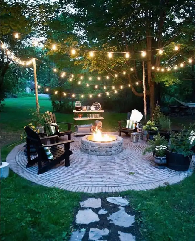 backyard garden ideas backyard garden string lights at night