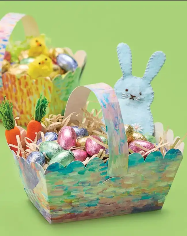 craft lover easter baskets for adults with diy craft supplies sketchbook and pens
