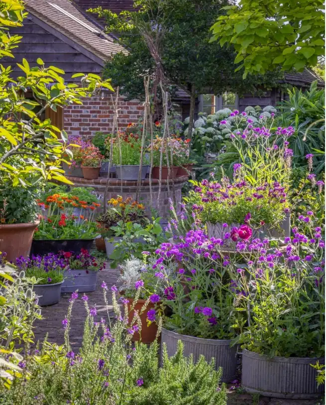 backyard garden ideas decorative flower pots patio garden