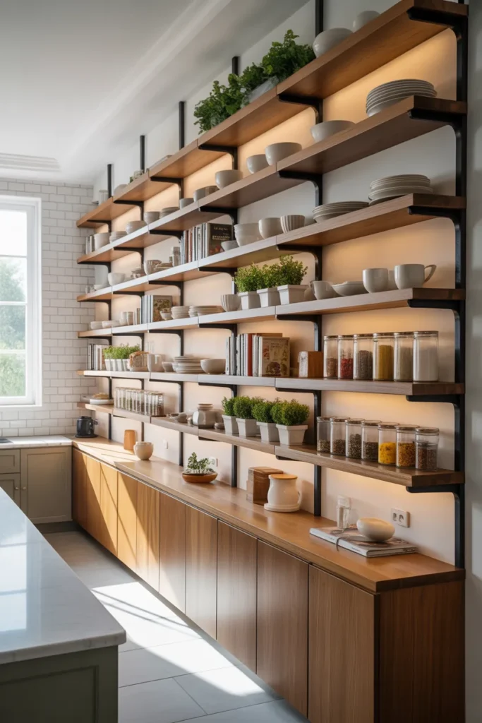 full wall kitchen shelf ideas large storage wall design