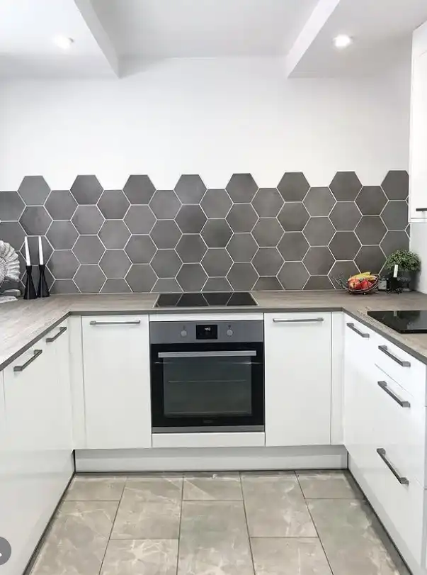 hexagon kitchen wall tile ideas modern geometric backsplash pattern