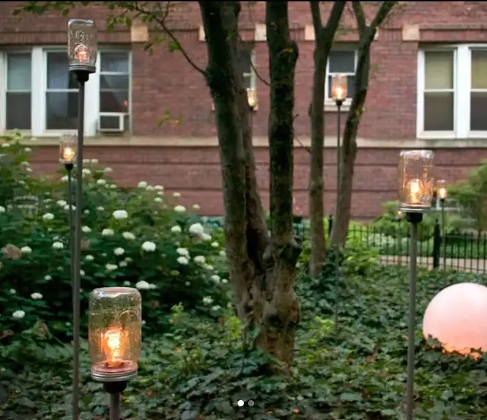 rustic garden ideas mason jar fairy lights garden decor