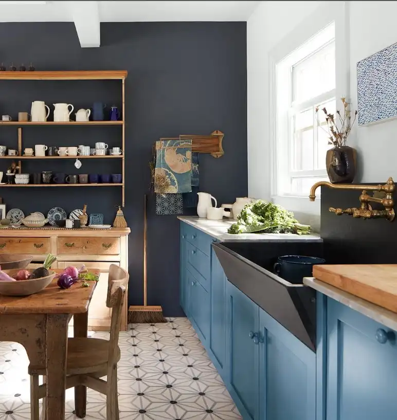 kitchen wall color ideas navy blue accent wall kitchen
