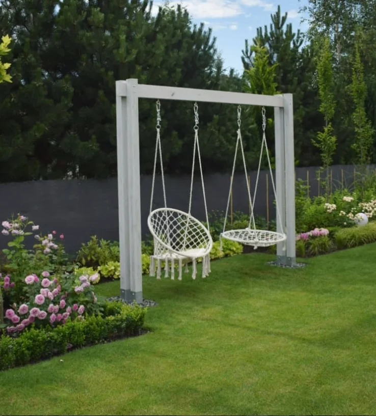 rustic garden ideas rustic wooden garden swing hanging from tree
