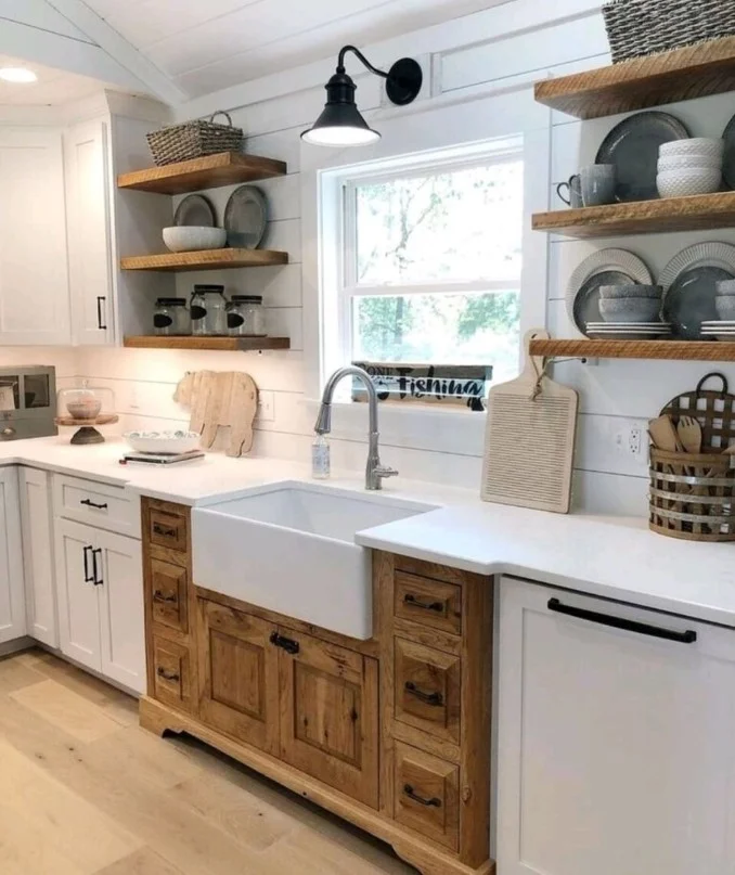 white shiplap farmhouse kitchen wall decor clean modern rustic kitchen design