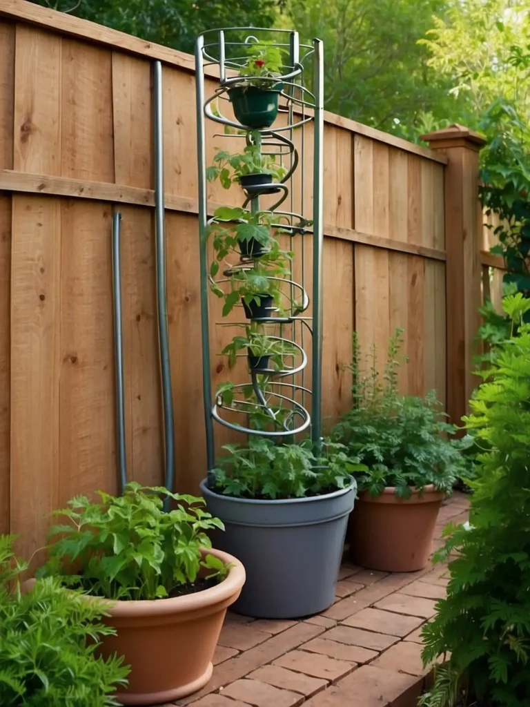  spiral metal vegetable trellis growing climbing beans in container garden