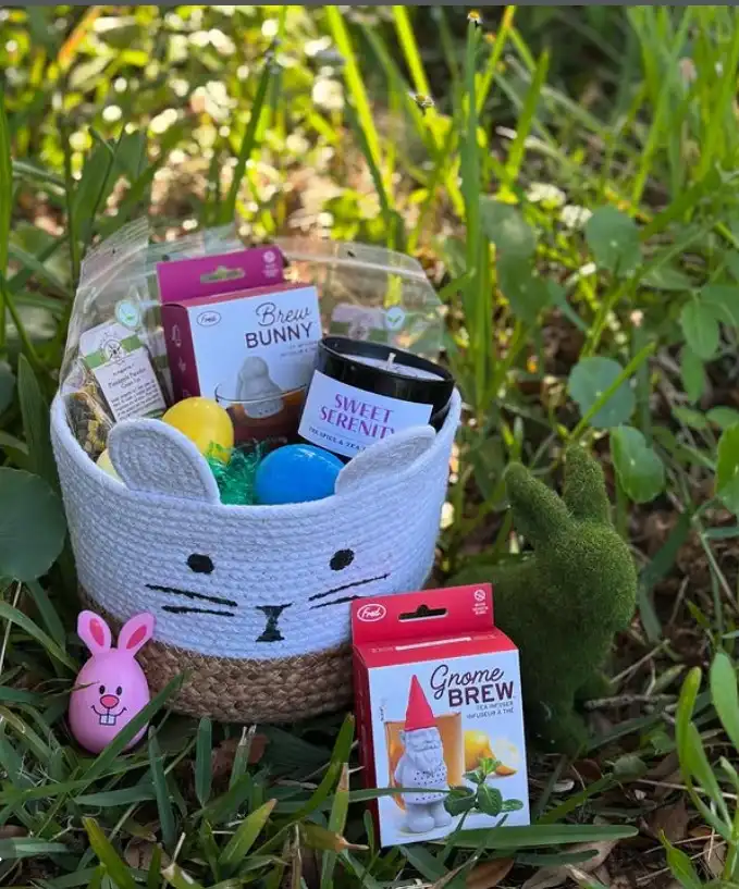 tea lover easter baskets for adults with herbal tea mug honey and biscuits