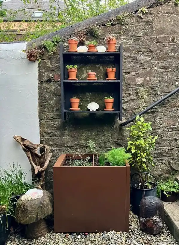 rustic garden ideas vintage metal planters with flowers
