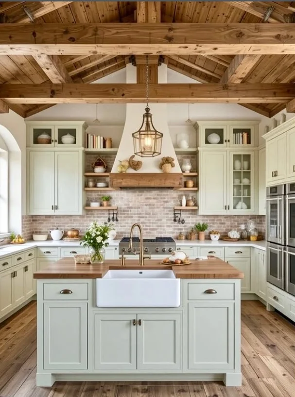 farmhouse kitchen wall decor with wooden floating shelves and rustic jars cozy kitchen design