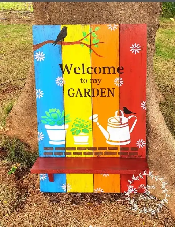 rustic garden ideas handmade wooden garden welcome sign