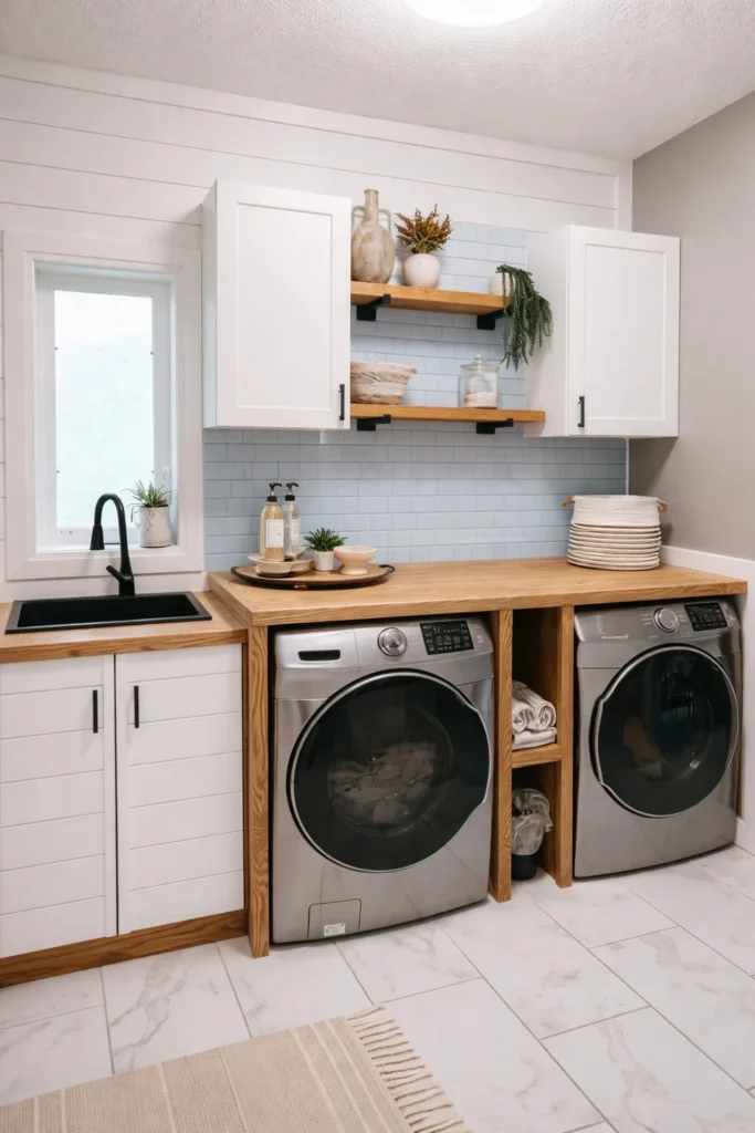 blue laundry room wall tile ideas fresh clean feel