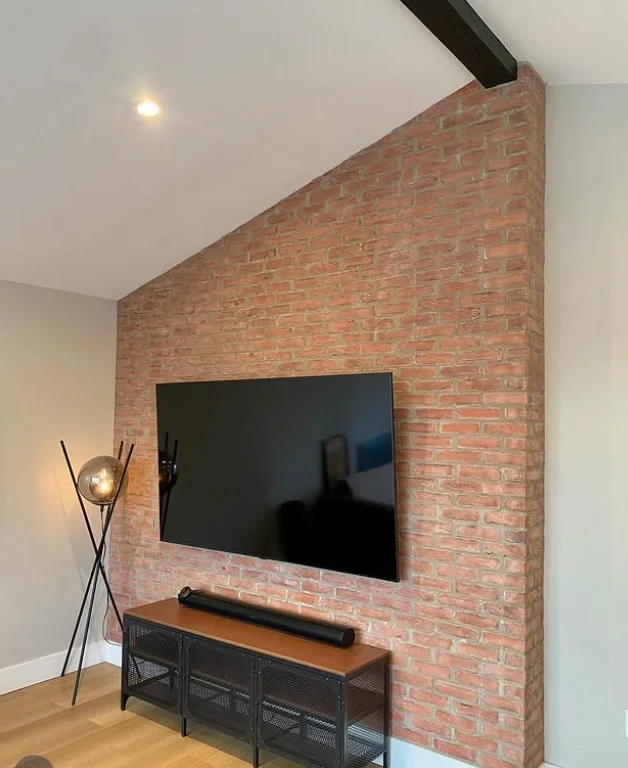 brick style master bedroom tv wall ideas cozy rustic feel