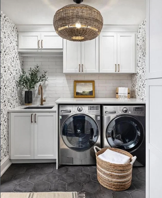 brick style laundry room wall tile ideas rustic look