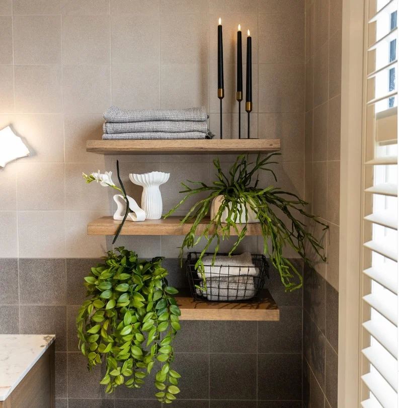 bathroom wall shelf ideas with decorative display shelves