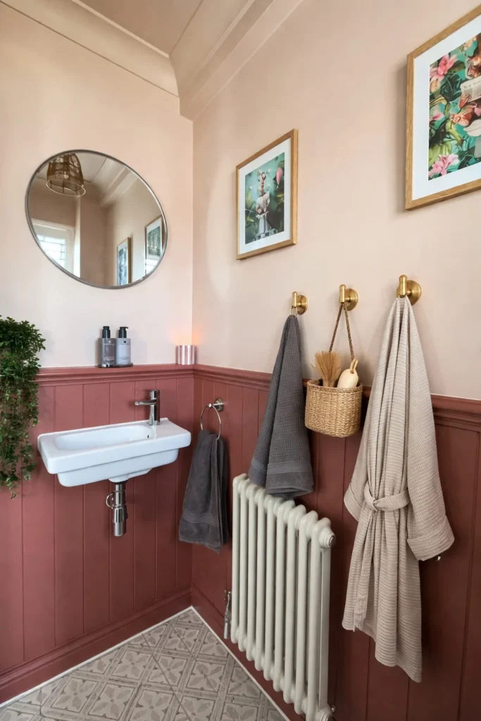 small bathroom wall decor ideas with stylish wall hooks storage