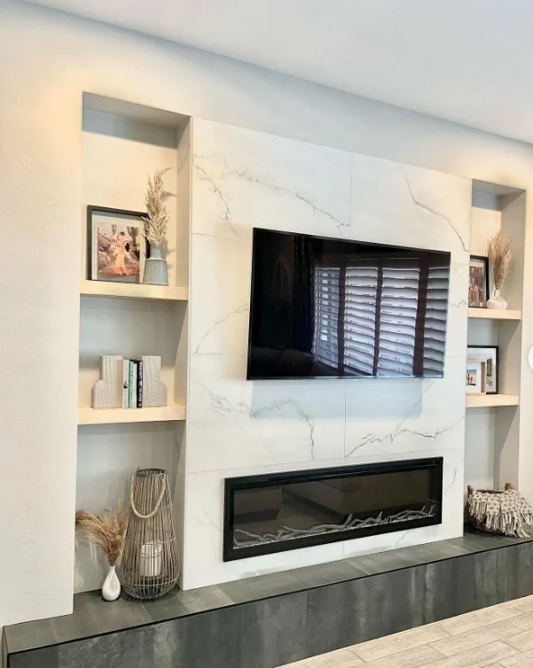 floating shelf fireplace wall ideas with tv storage decor