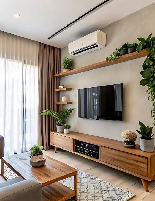 floating shelf tv wall ideas with storage for living room
