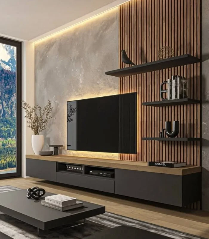 floating unit wall mounted tv wall ideas modern setup