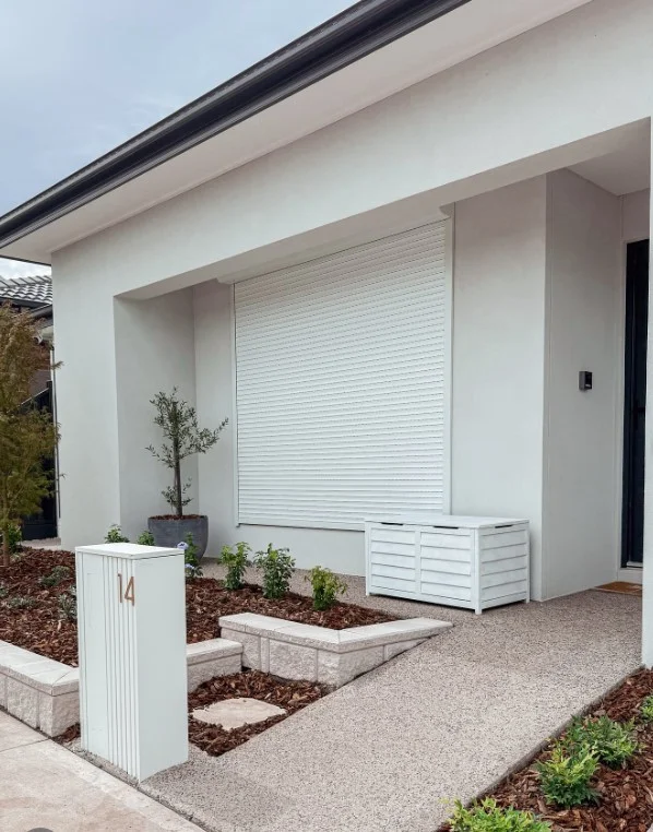 front stoop makeover with small storage box solution