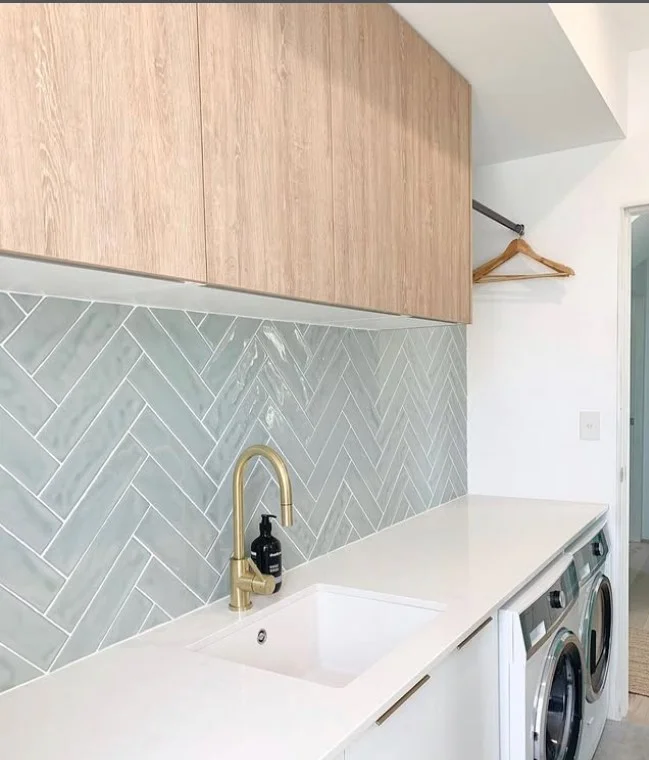 herringbone laundry room wall tile ideas stylish layout
