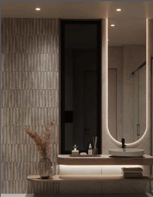 modern bathroom wall decor ideas with led wall lighting