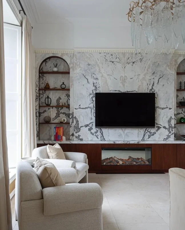 marble tv wall ideas elegant living room design