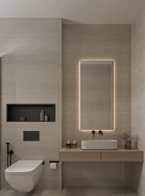 small bathroom wall decor ideas with clean minimal wall styling