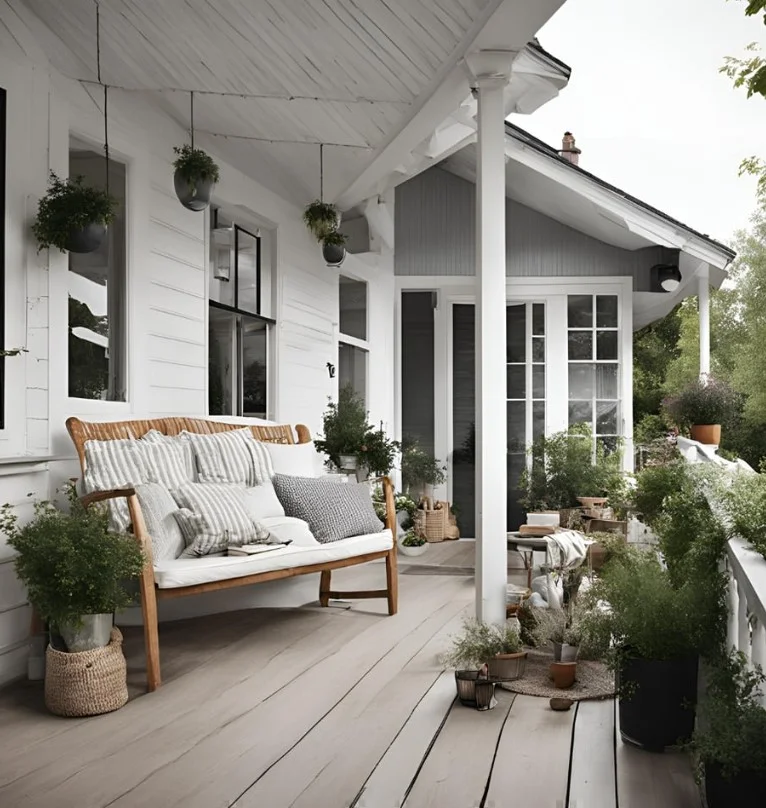 tiny front porch with multi use furniture smart design