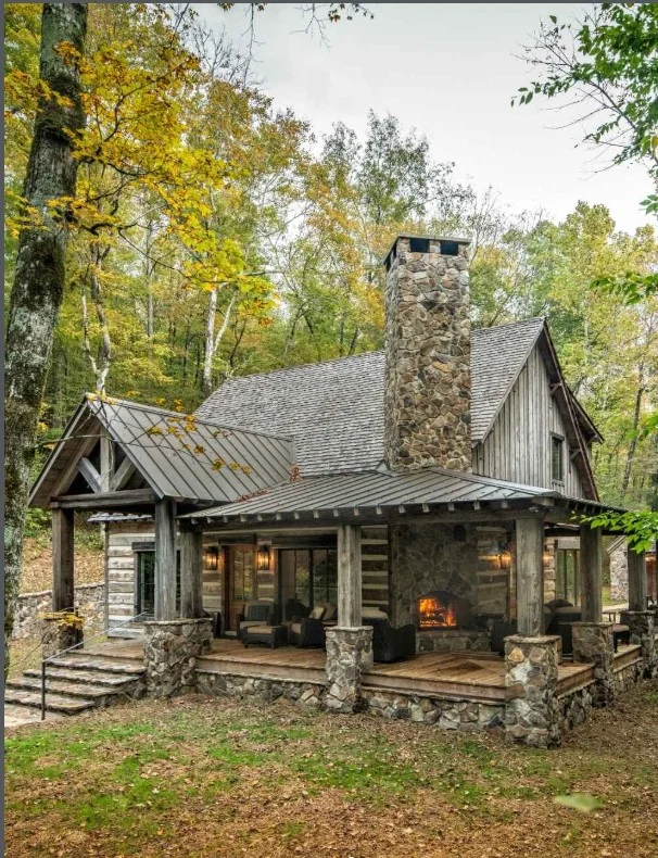 bungalow front porch with natural wood trim and railings