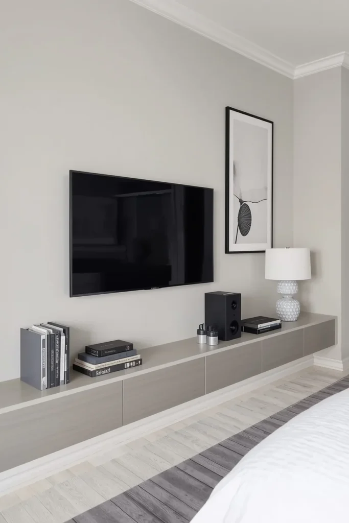 neutral tone master bedroom tv wall ideas calm design