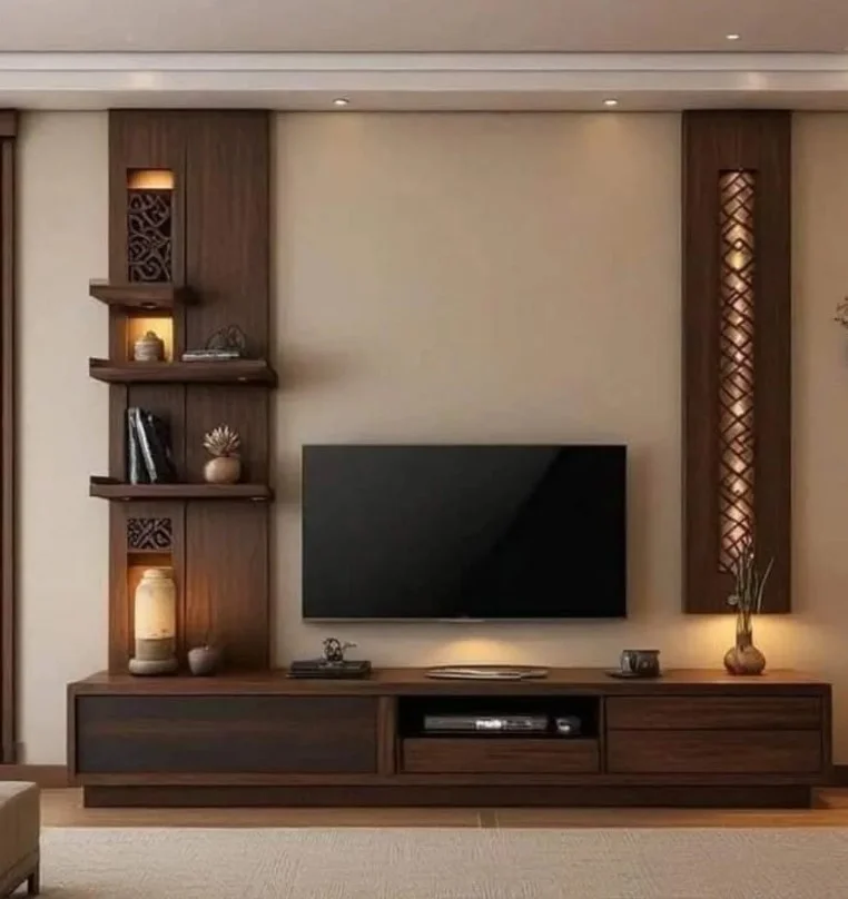 neutral tone wall mounted tv wall ideas calm design