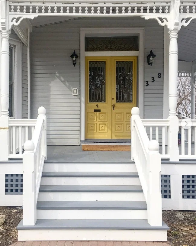 front stoop makeover with painted concrete entry design