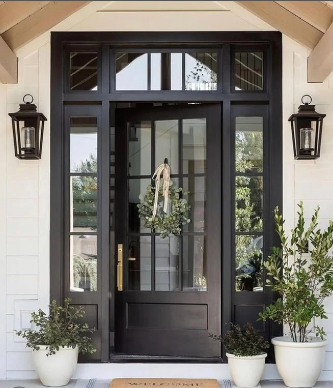 front stoop makeover with potted plants and greenery