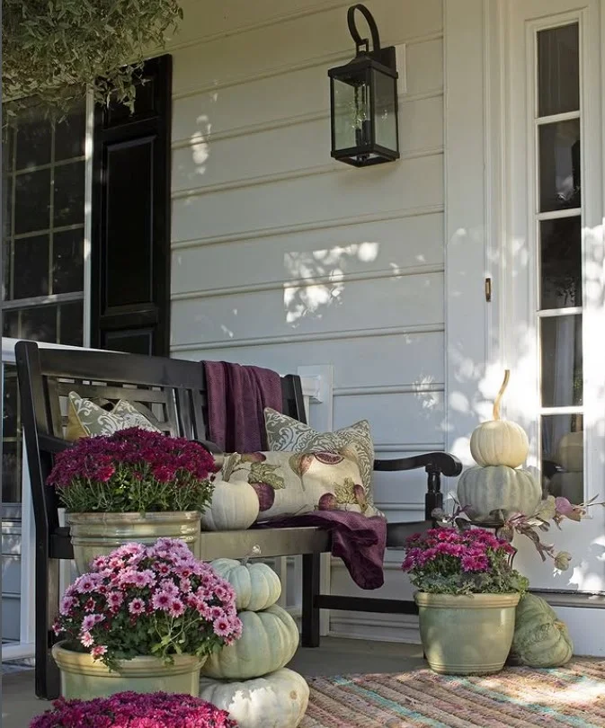 small side porch with slim bench seating and simple layout