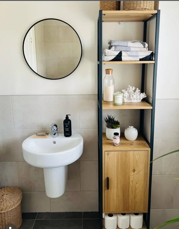 modern bathroom wall decor ideas with smart storage decor