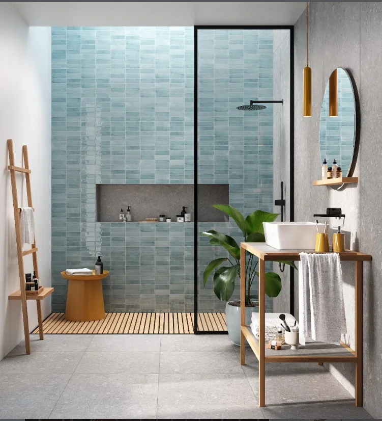 modern bathroom wall decor ideas with tile accent wall design