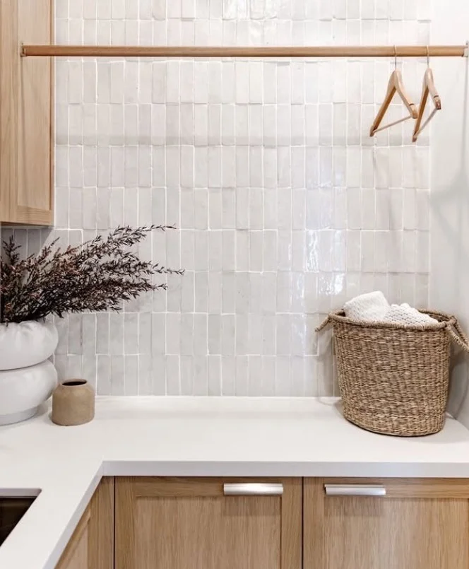 vertical laundry room wall tile ideas small space trick