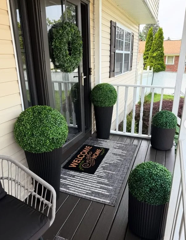 small side porch with welcome mat entry design