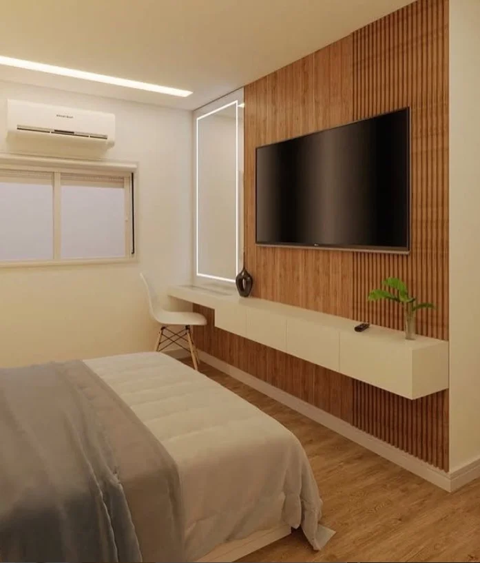 wooden panel master bedroom tv wall ideas cozy warm style
