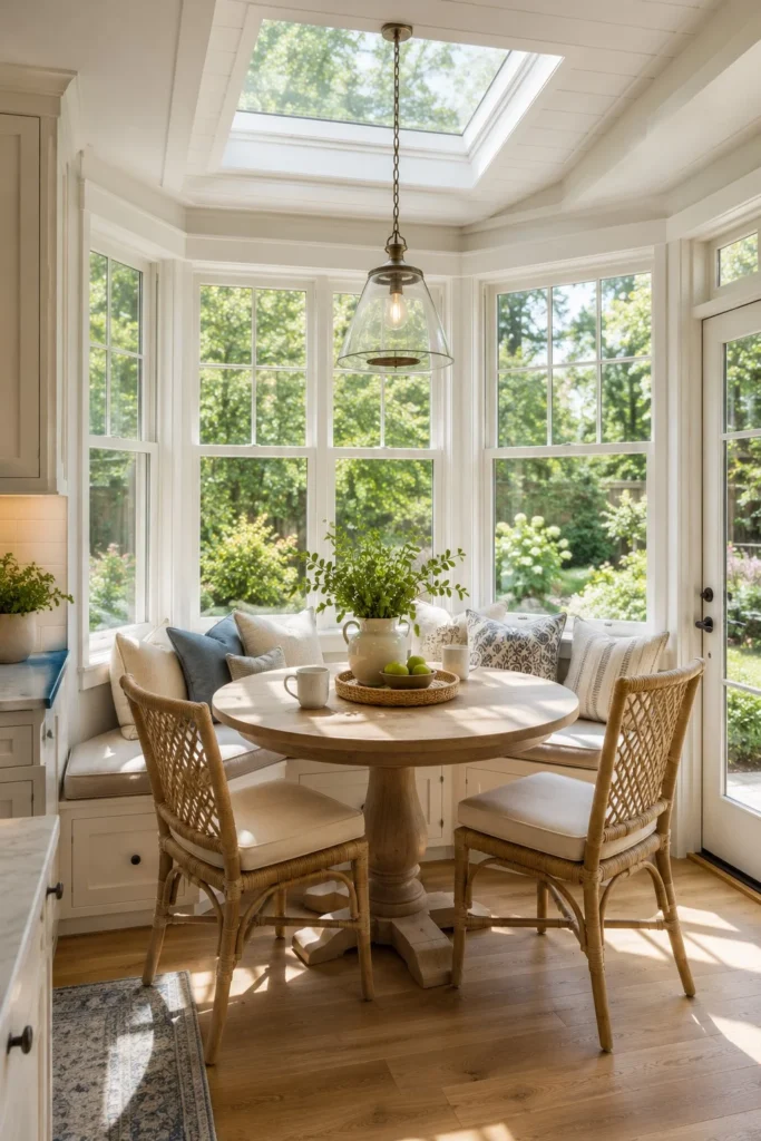 bright breakfast nook in 4 season room addition off kitchen