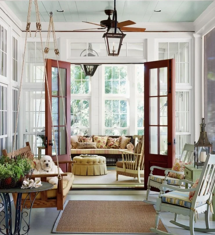 screened in porch with large outdoor rug stylish cozy design