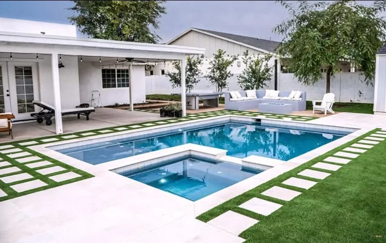deck connected from house to above ground pool